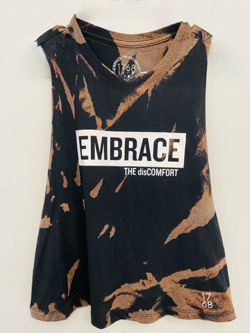 Bleach Dyed Black EMBRACE Crop Tank